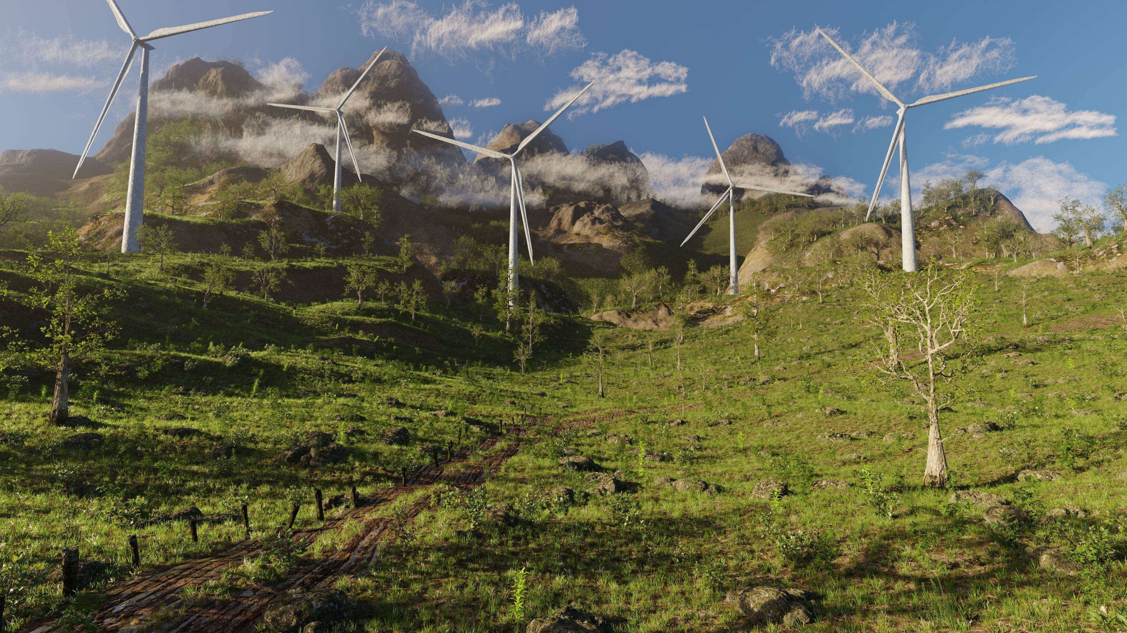 Wind Turbine Scene 3D model_6