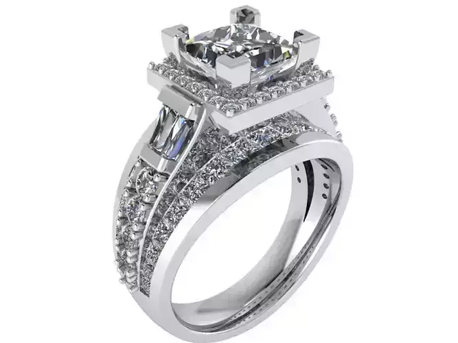Princess Diamond Chevron Setting Ring 1590