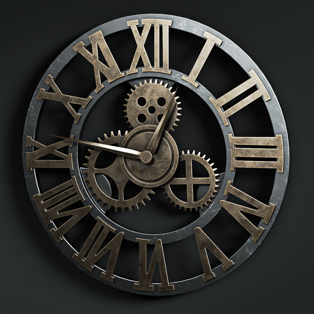 Vintage Relic Clock Low-poly 3D model_1