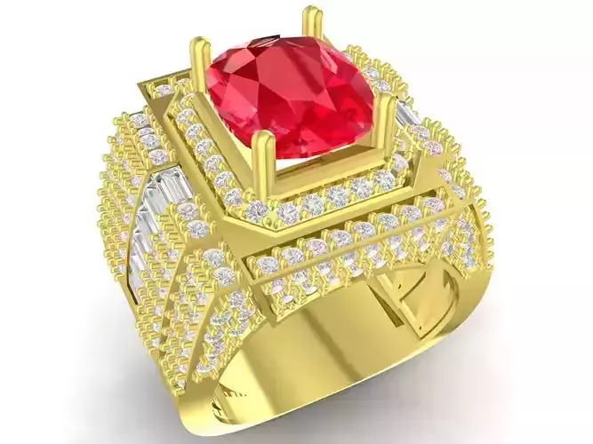 baguette diamond korea men ring 3725