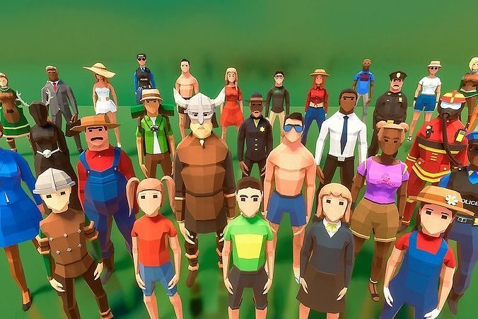 Characters Low-poly 3D model