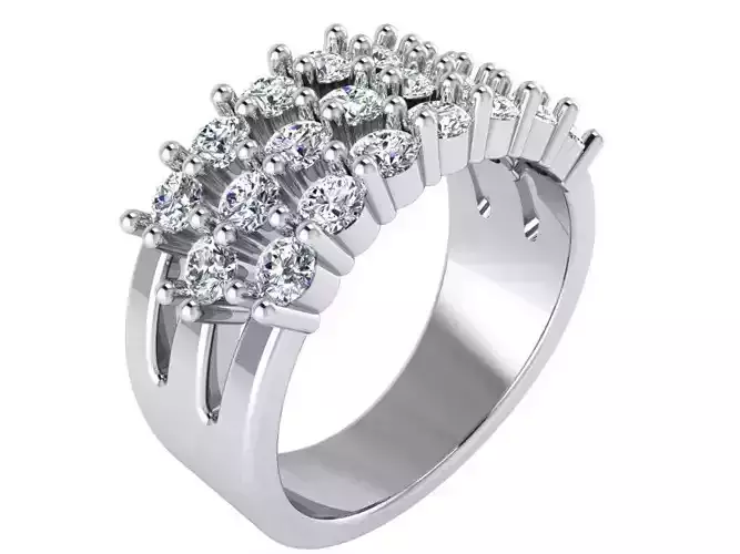 3 Row Diamond Ring 1612