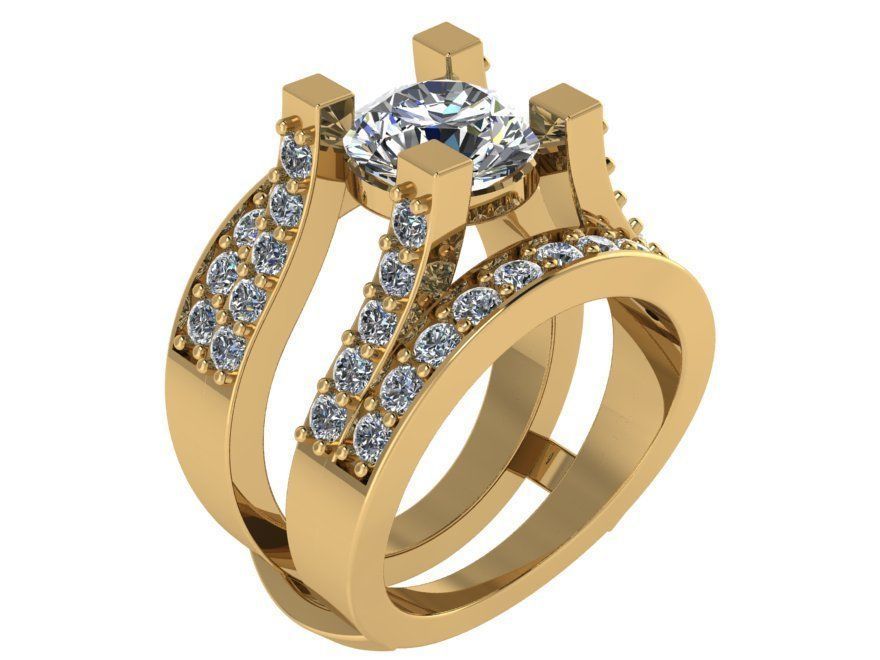 Round Diamond Ring 1621 3D print model_1