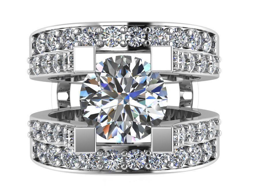 Round Diamond Ring 1621 3D print model_2