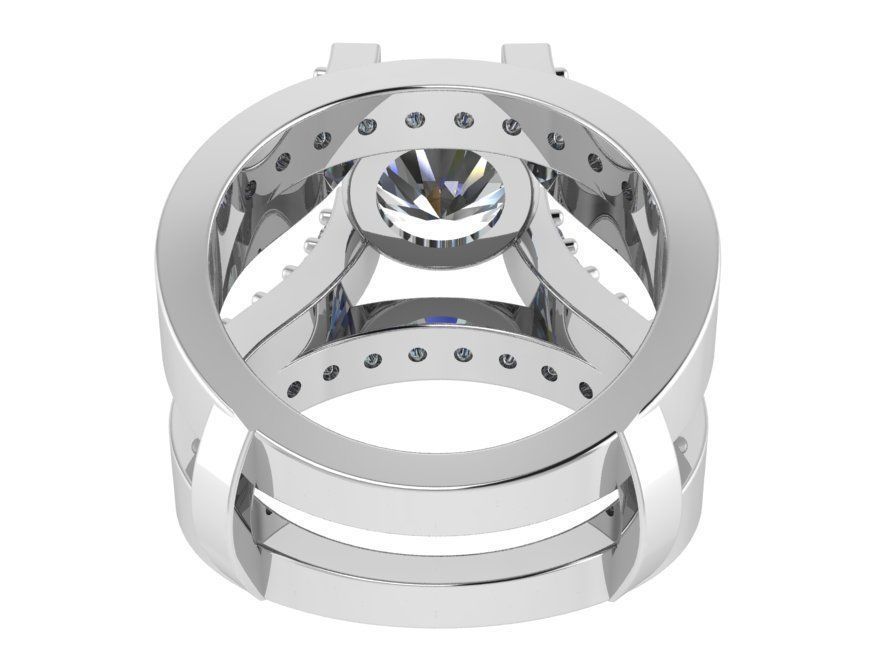Round Diamond Ring 1621 3D print model_3