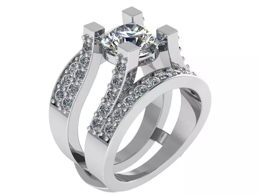 Round Diamond Ring 1621 3D print model_0