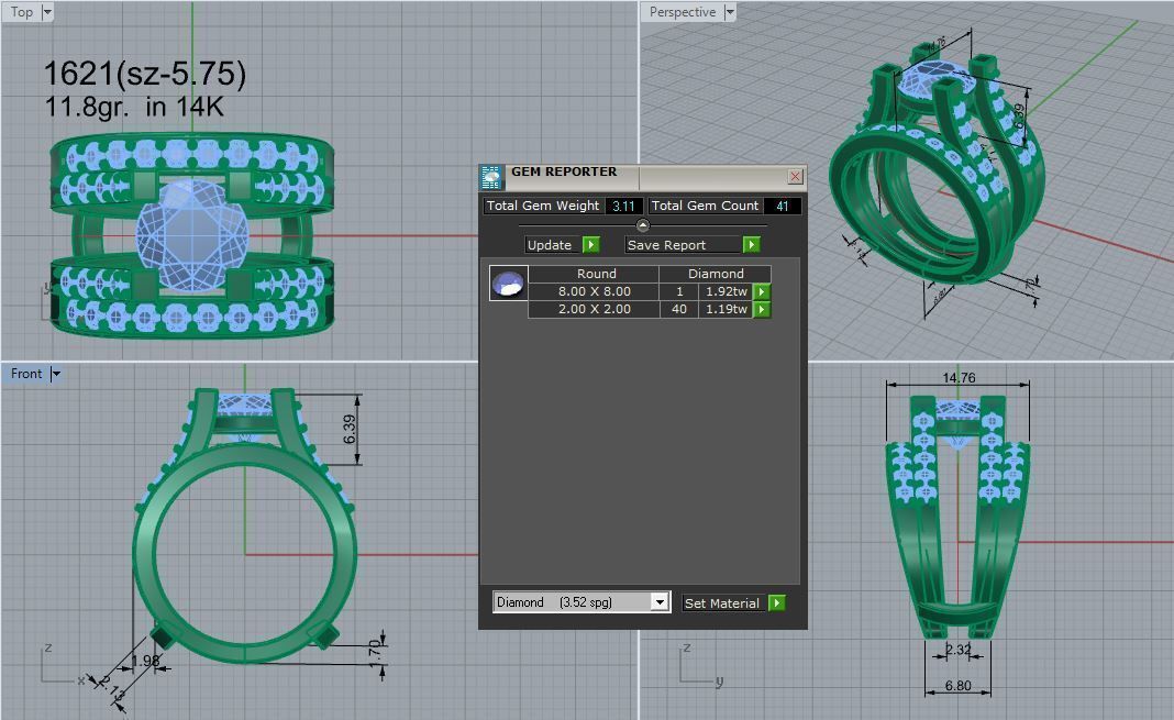 Round Diamond Ring 1621 3D print model_4