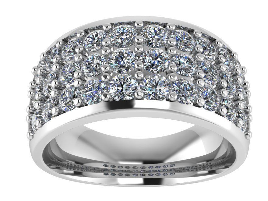 3 Row Diamond Ring 1624 3D print model_2