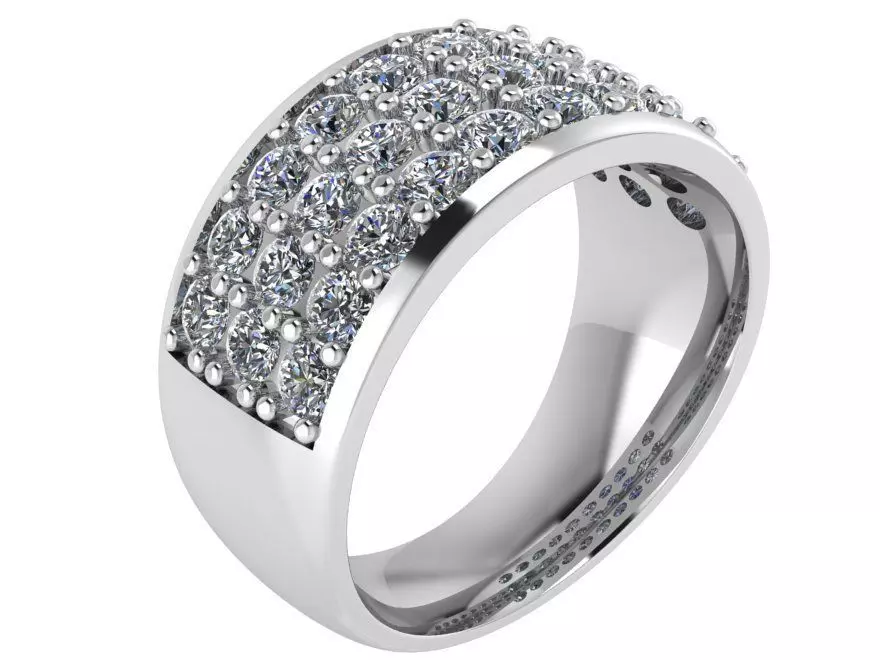 3 Row Diamond Ring 1624 3D print model_0