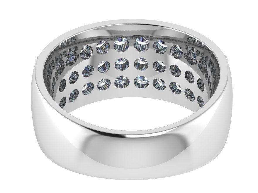 3 Row Diamond Ring 1624 3D print model_3