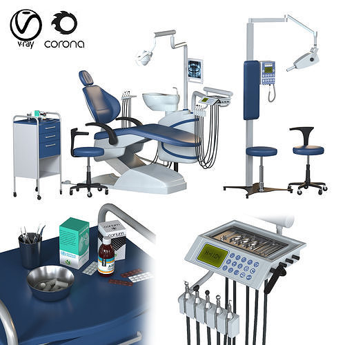 dental chair unit and equipment set 3D model