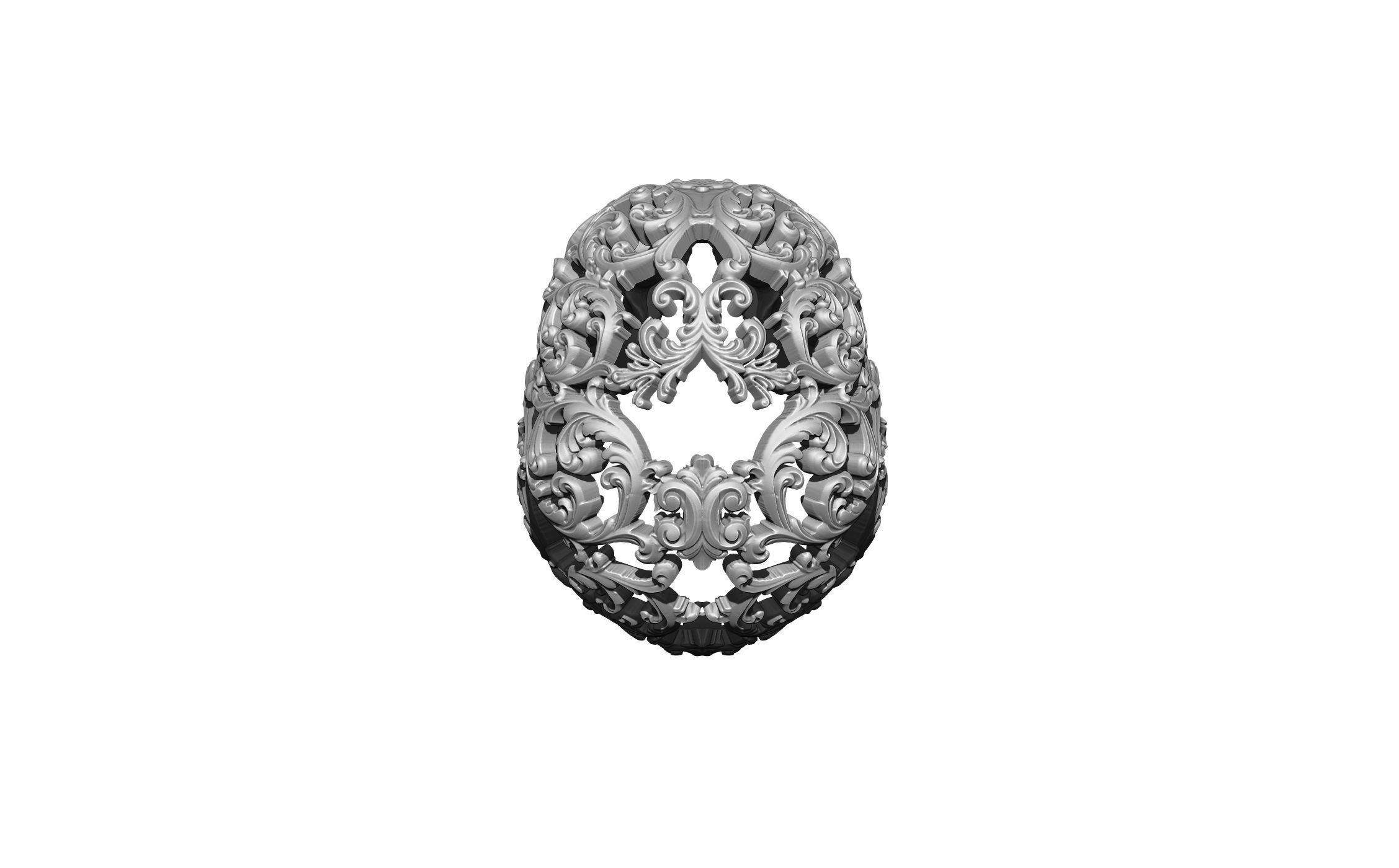 High Detailed Decor Art Floral Carved Pattern Skull  3D print model_4