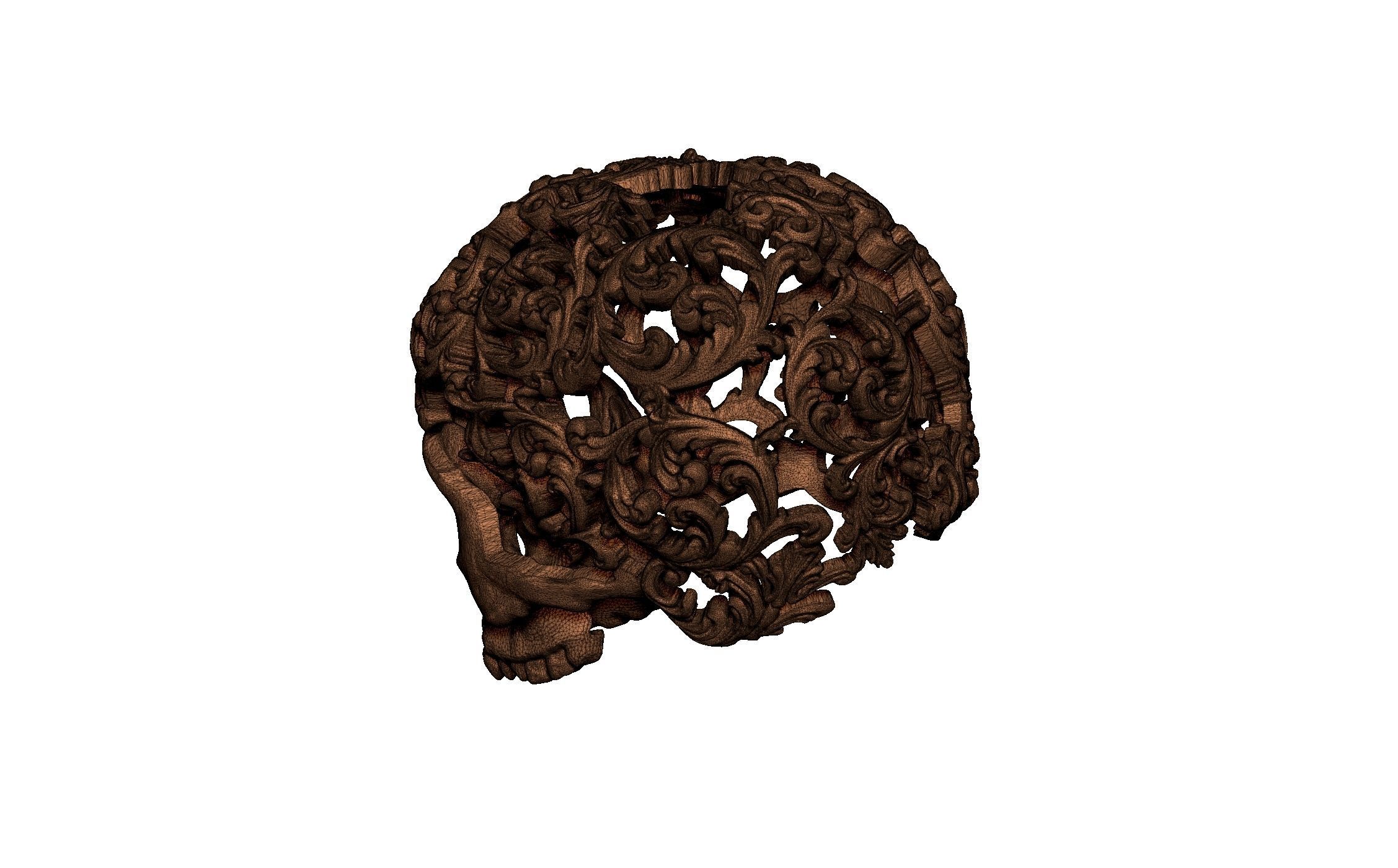 High Detailed Decor Art Floral Carved Pattern Skull  3D print model_6