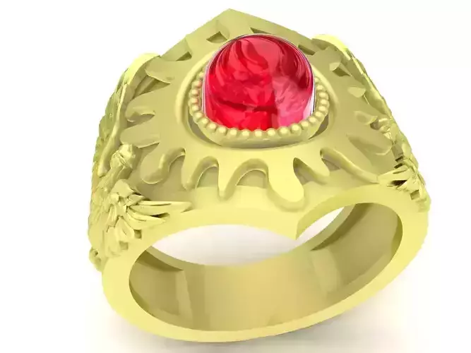 Korea round ruby eagle men ring 3727