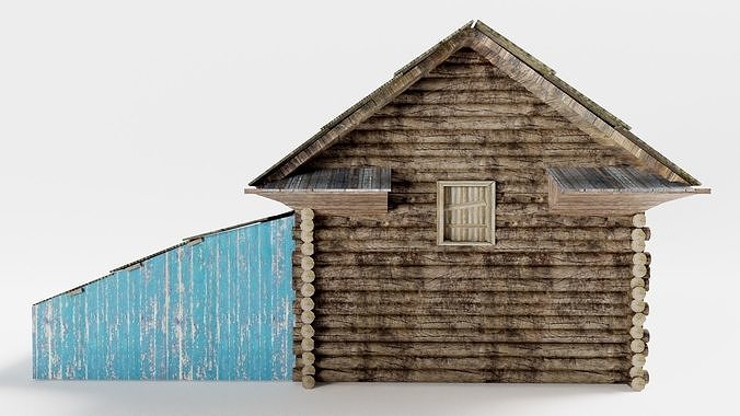Old Abandoned Wooden House da1 Low-poly 3D model 5