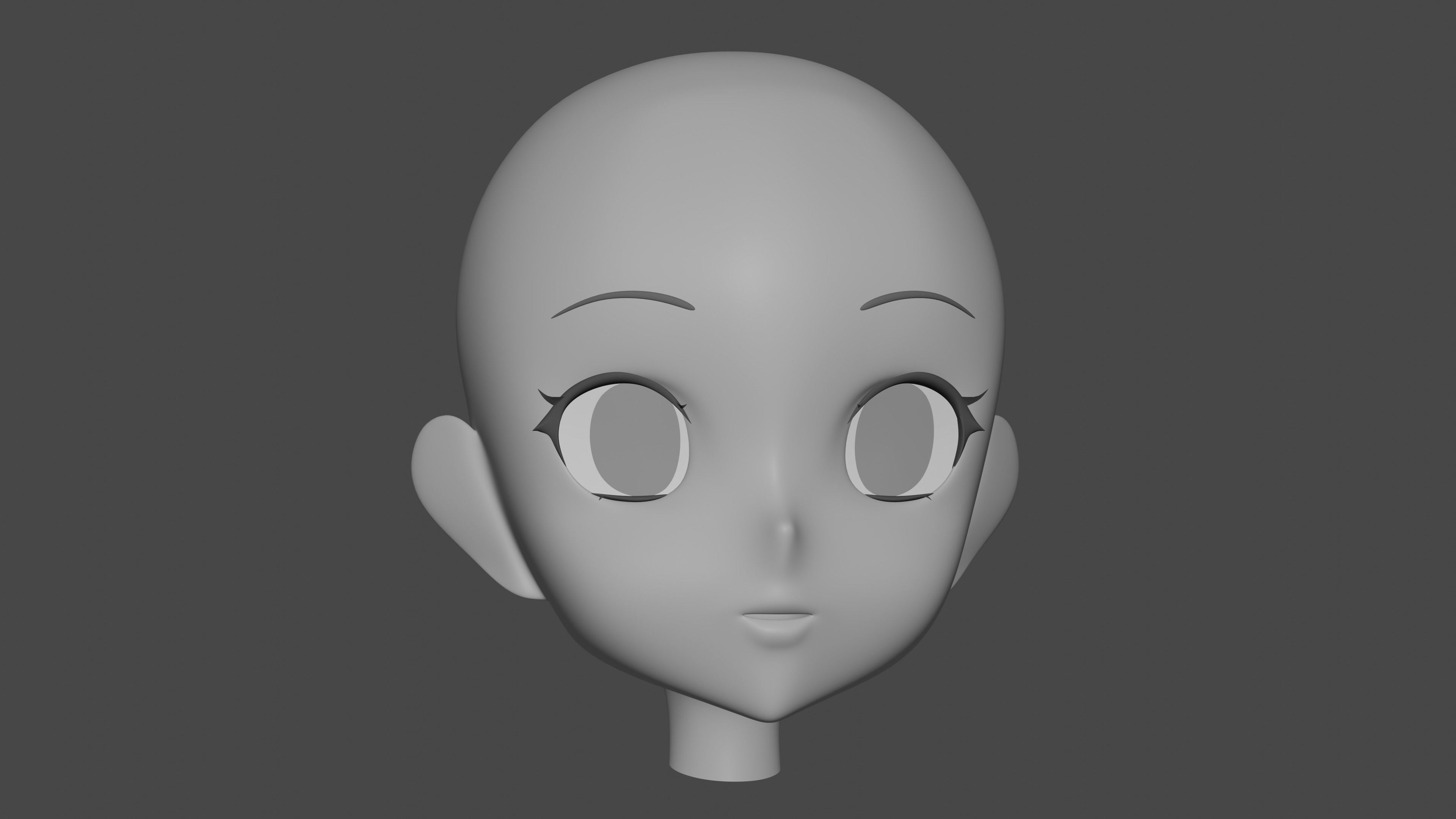 Female Anime Head 3D model_18