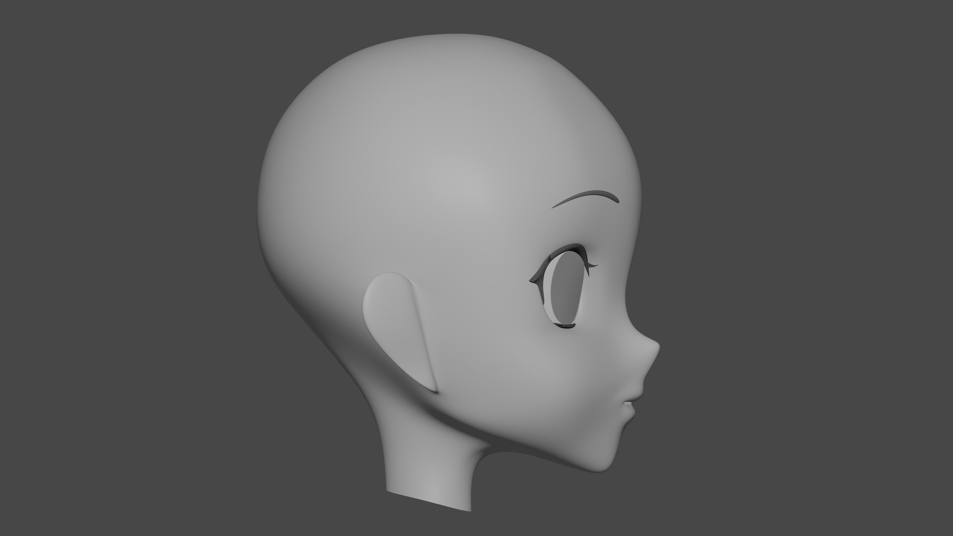 Female Anime Head 3D model_22