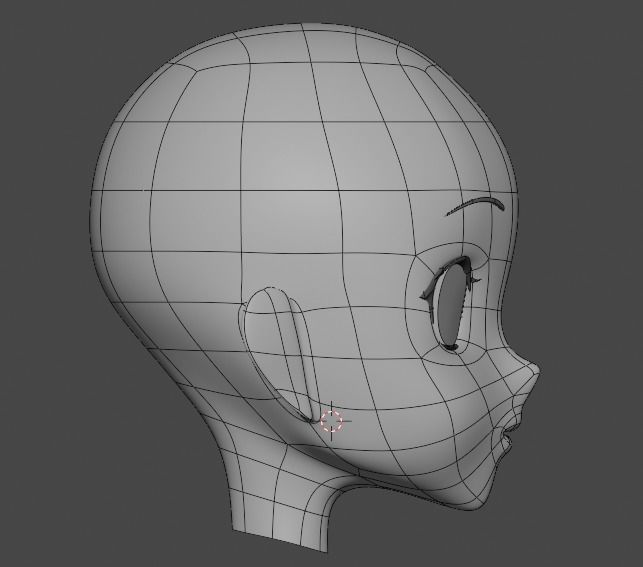 Female Anime Head 3D model_9