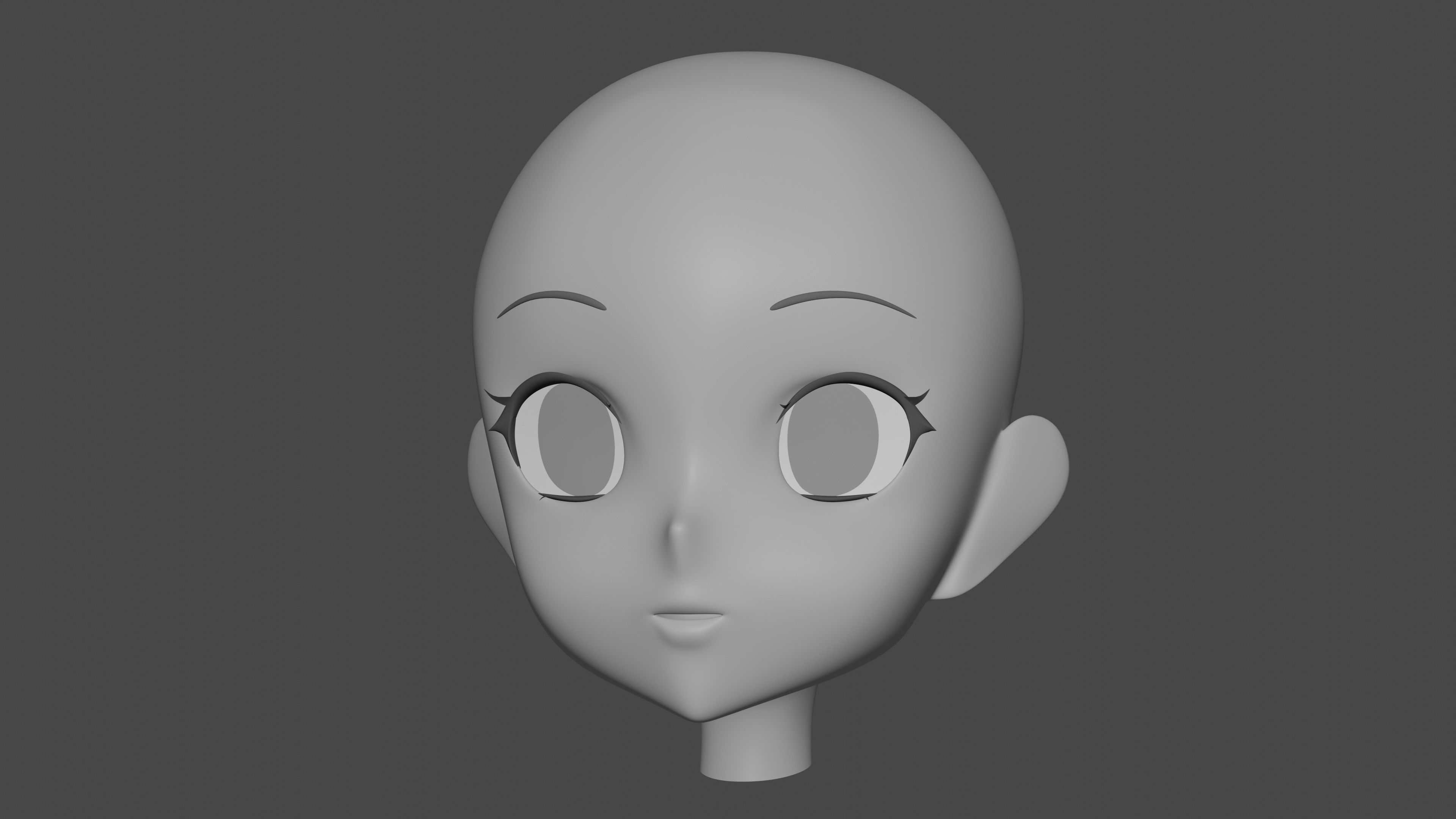 Female Anime Head 3D model_17
