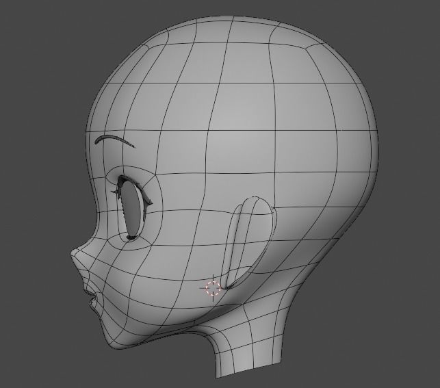 Female Anime Head 3D model_11