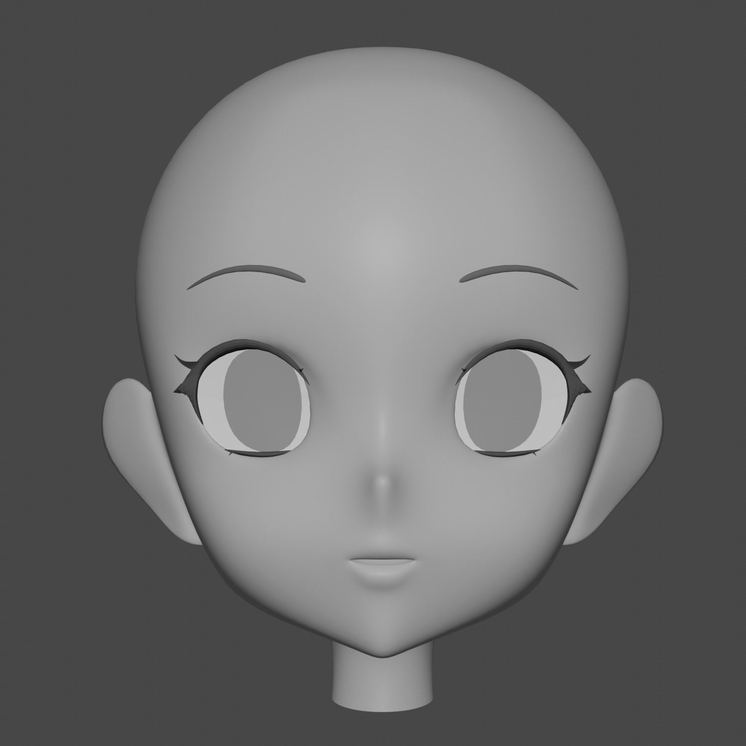 Female Anime Head 3D model_2