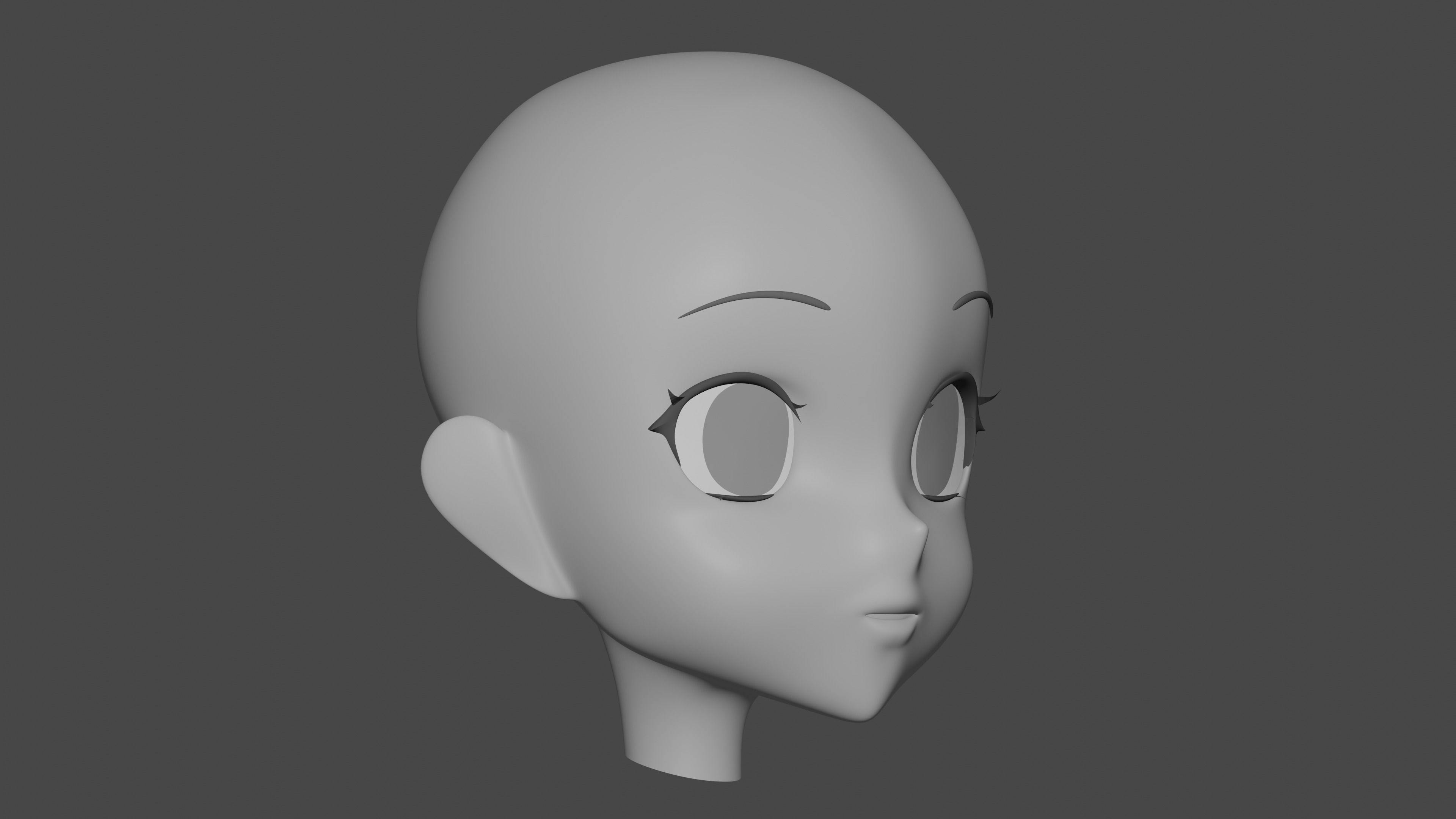 Female Anime Head 3D model_20