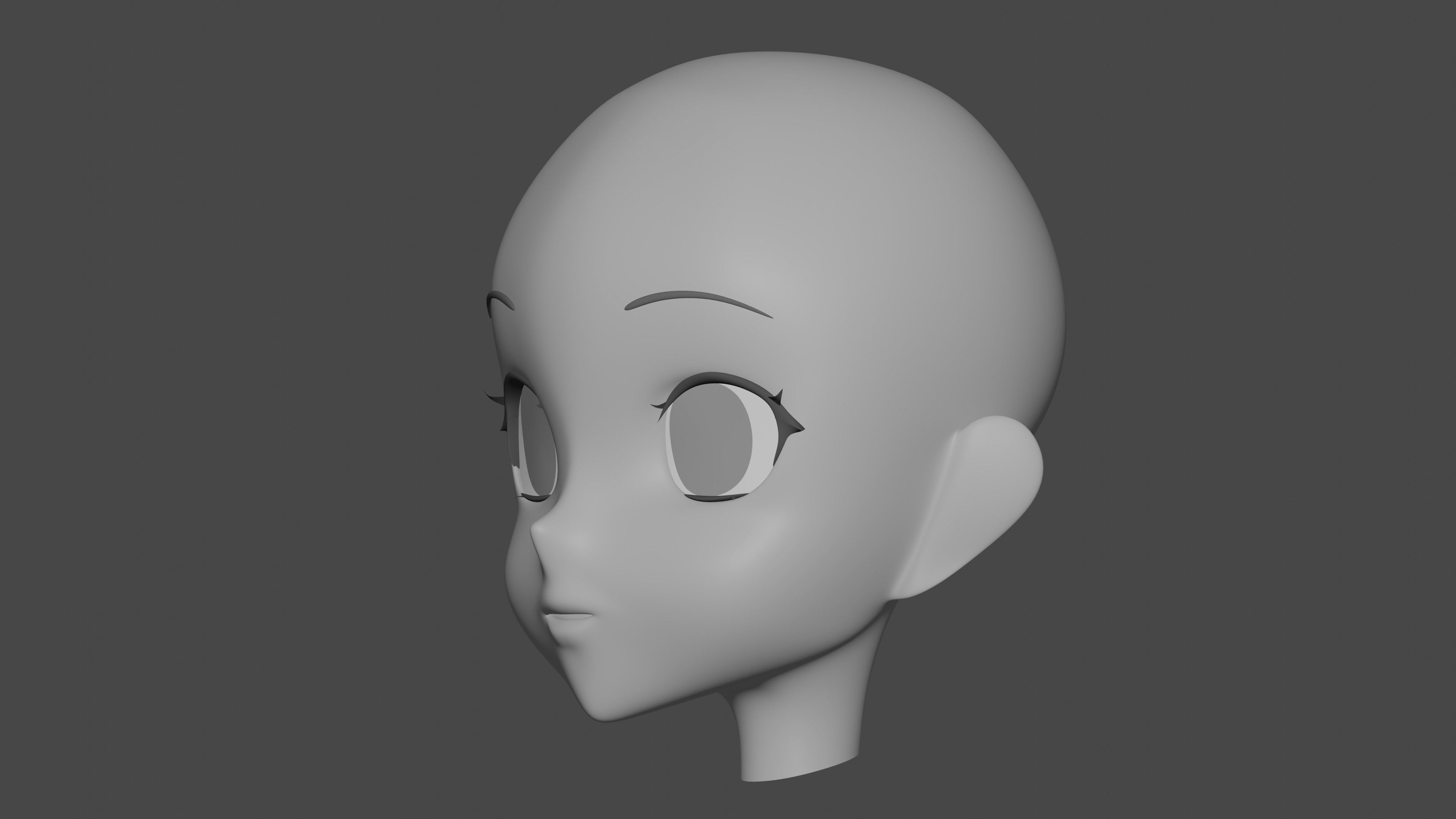 Female Anime Head 3D model_19