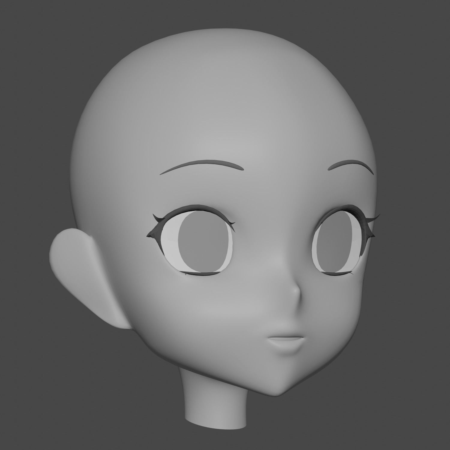 Female Anime Head 3D model_3