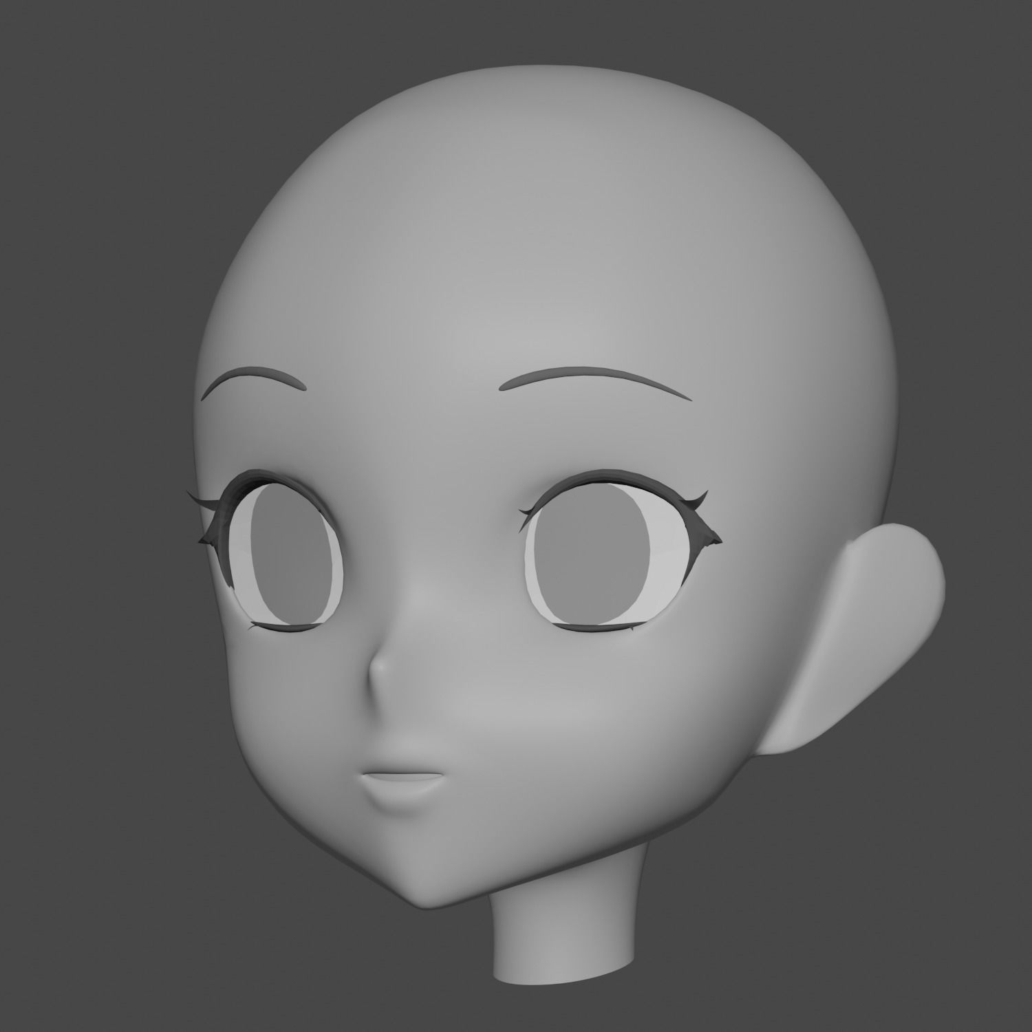 Female Anime Head 3D model_7
