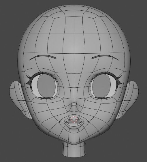 Female Anime Head 3D model_8