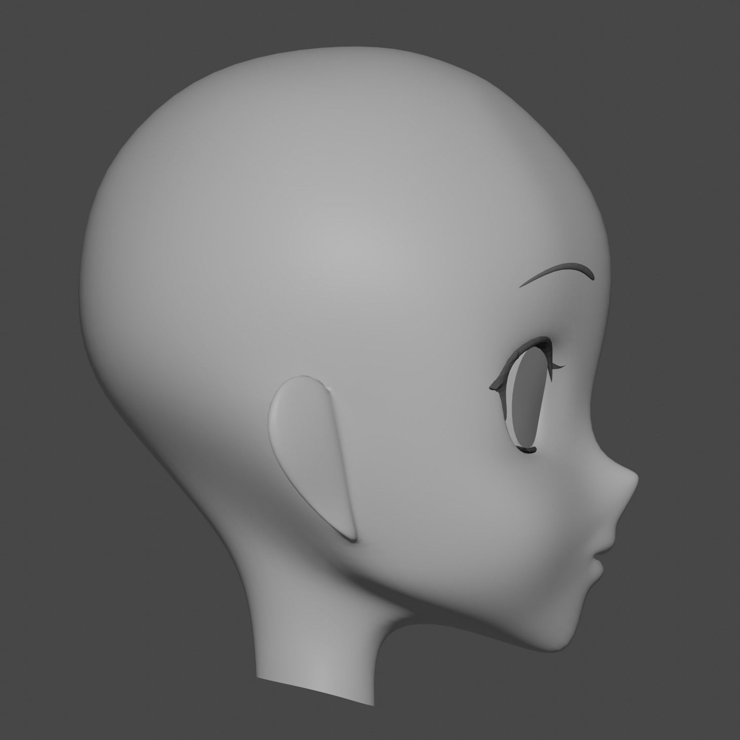 Female Anime Head 3D model_4
