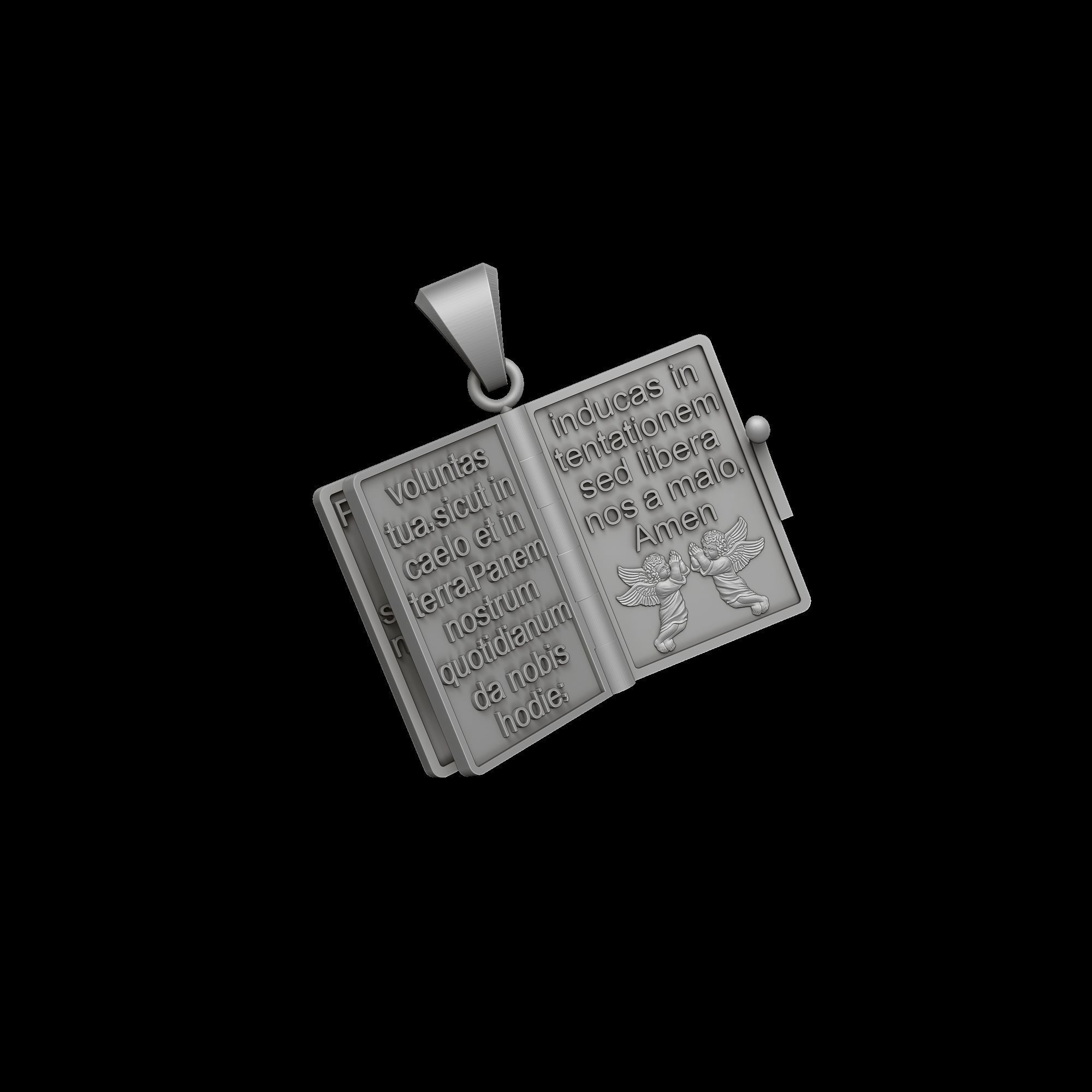 Holy Bible Book Pendant Pater Noster Prayer 3D print model_3