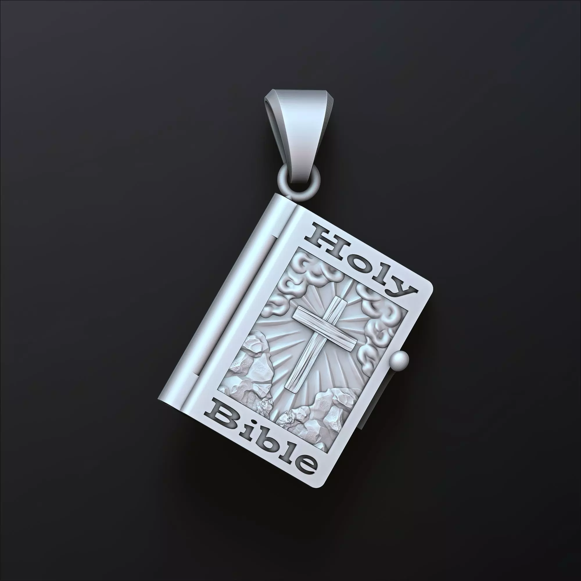 Holy Bible Book Pendant Pater Noster Prayer 3D print model_0