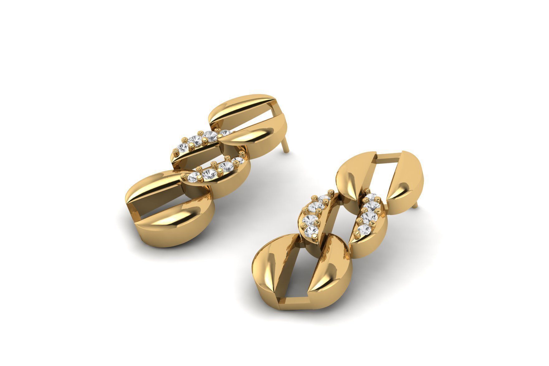 Set S 16 gold bracelet and ring with diamonds 3D print model_2