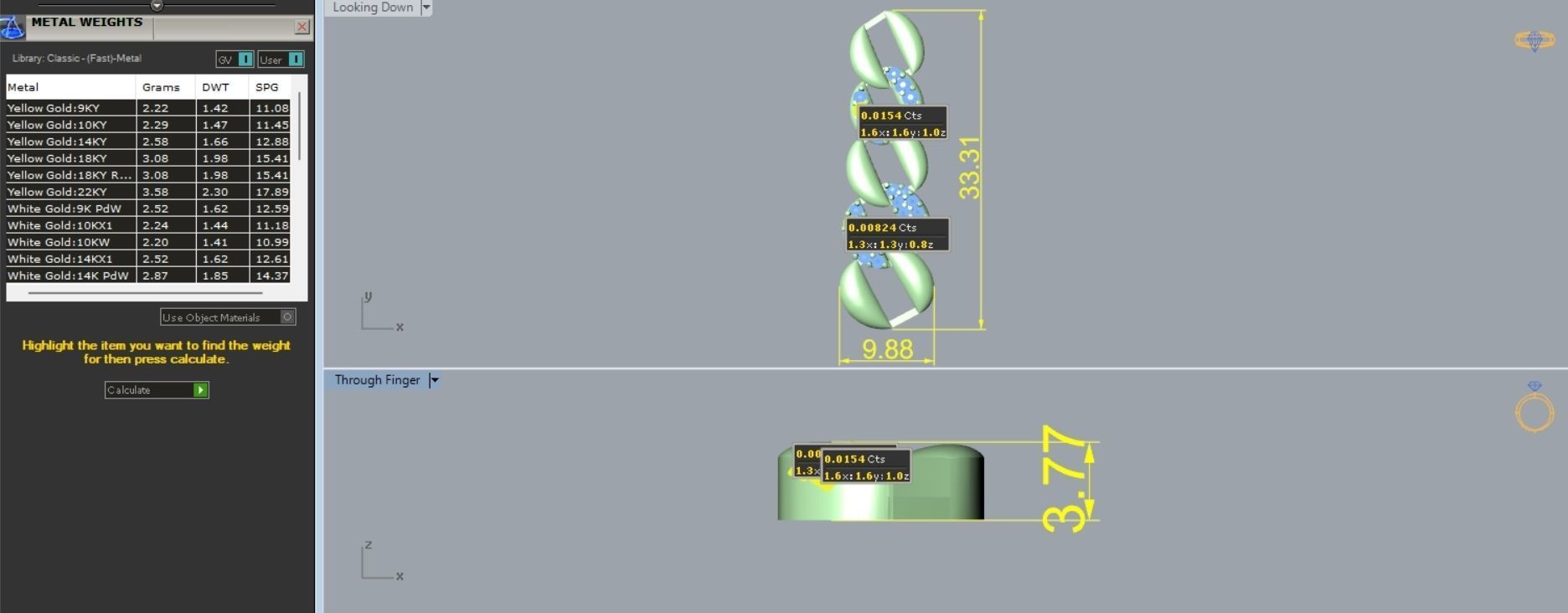 Set S 16 gold bracelet and ring with diamonds 3D print model_5