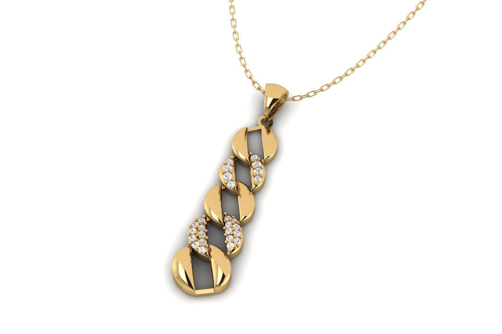 Set S 16 gold bracelet and ring with diamonds 3D print model_1