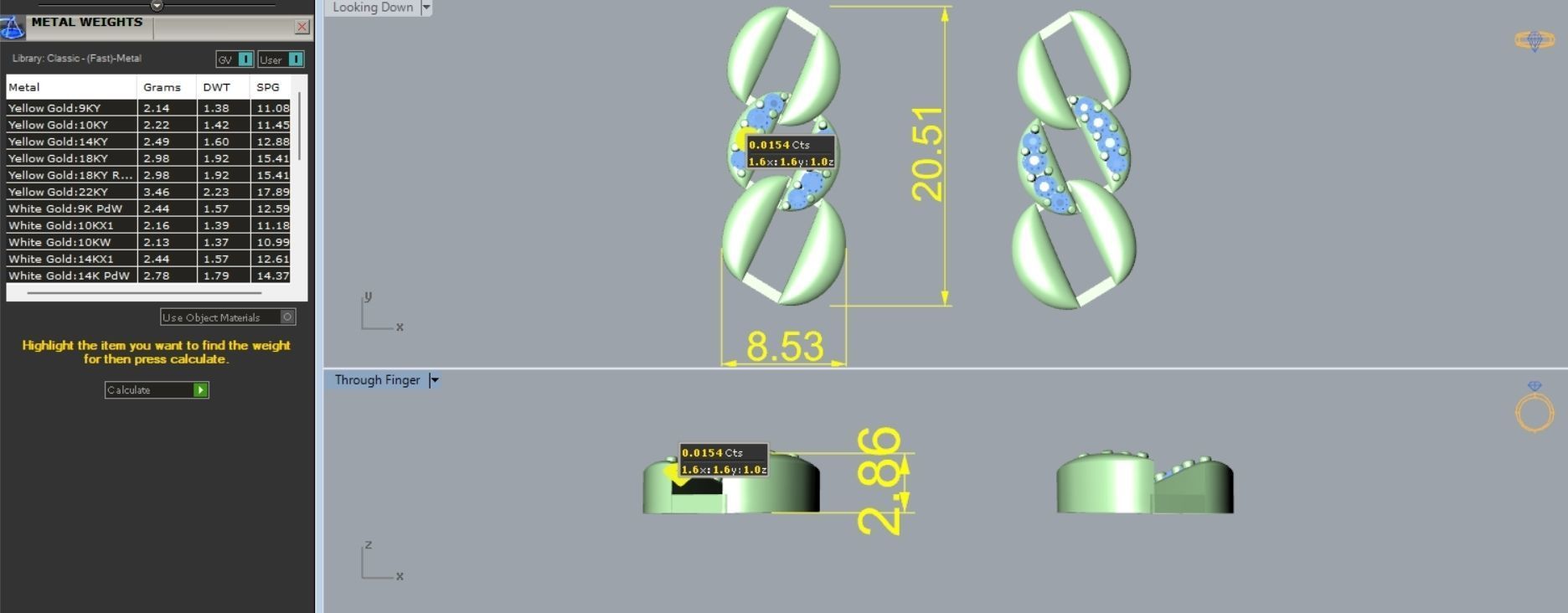 Set S 16 gold bracelet and ring with diamonds 3D print model_6