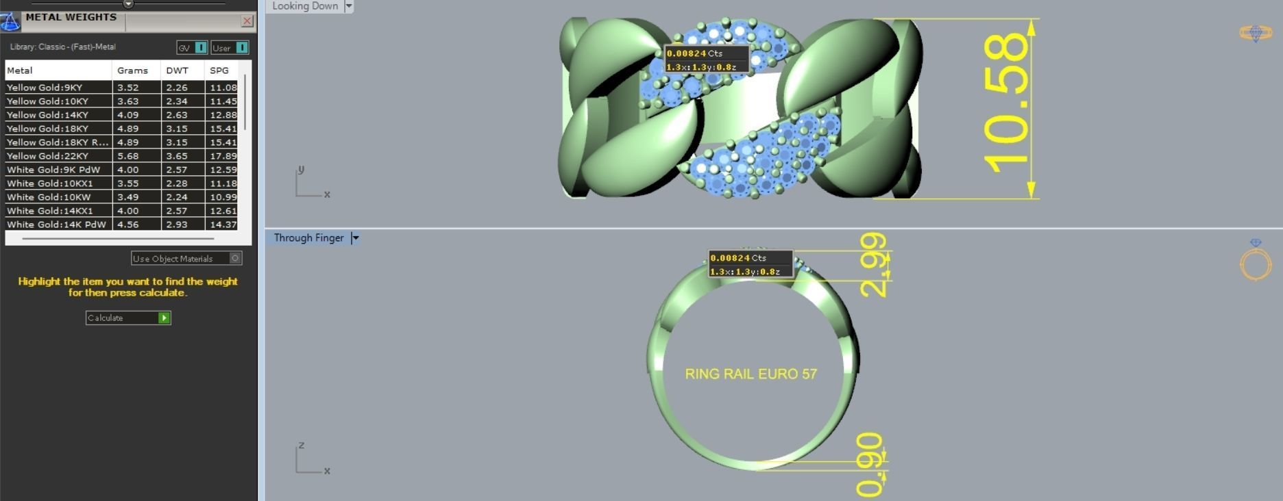 Set S 16 gold bracelet and ring with diamonds 3D print model_8