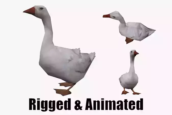low-poly animated duck Low-poly 3D model