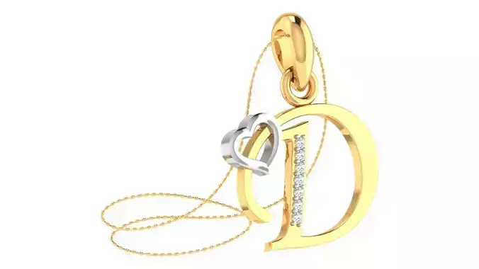 D Alphabet Pendant D Heart Pendant 3D print model