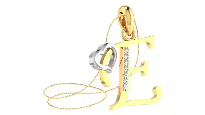 E Alphabet Pendant E Heart Pendant 3D print model