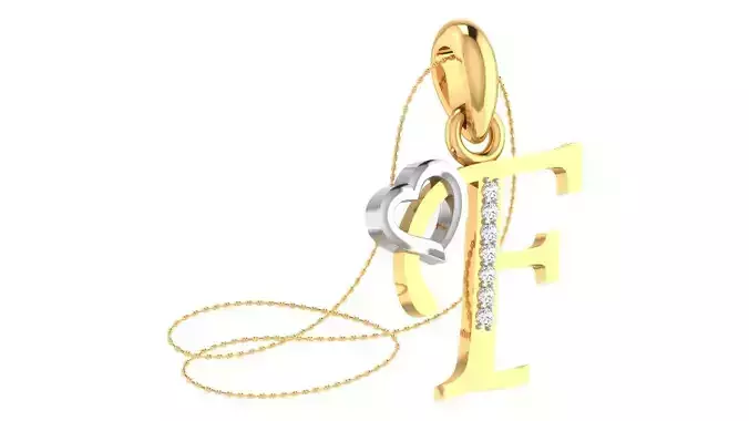 F Alphabet Pendant F Heart Pendant 3D print model