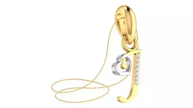 J Alphabet Pendant J Heart Pendant 3D print model