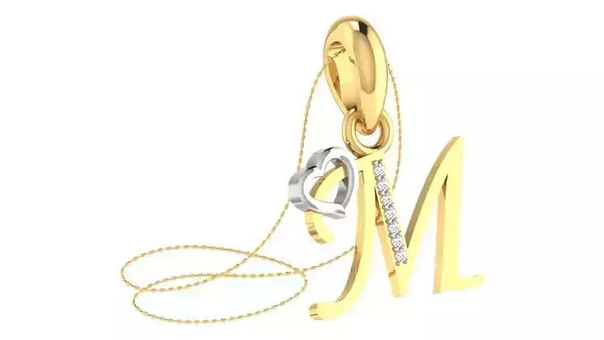M Alphabet Pendant M Heart Pendant 3D print model