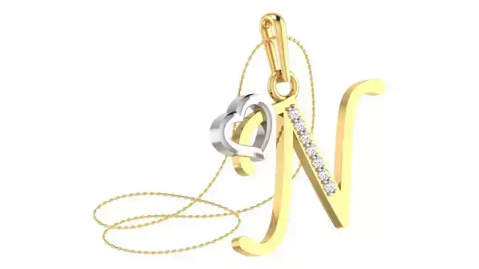 N Alphabet Pendant N Heart Pendant 3D print model