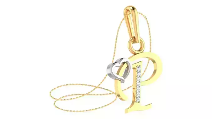 P Alphabet Pendant P Heart Pendant 3D print model