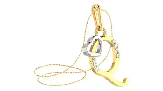 Q Alphabet Pendant Q Heart Pendant 3D print model