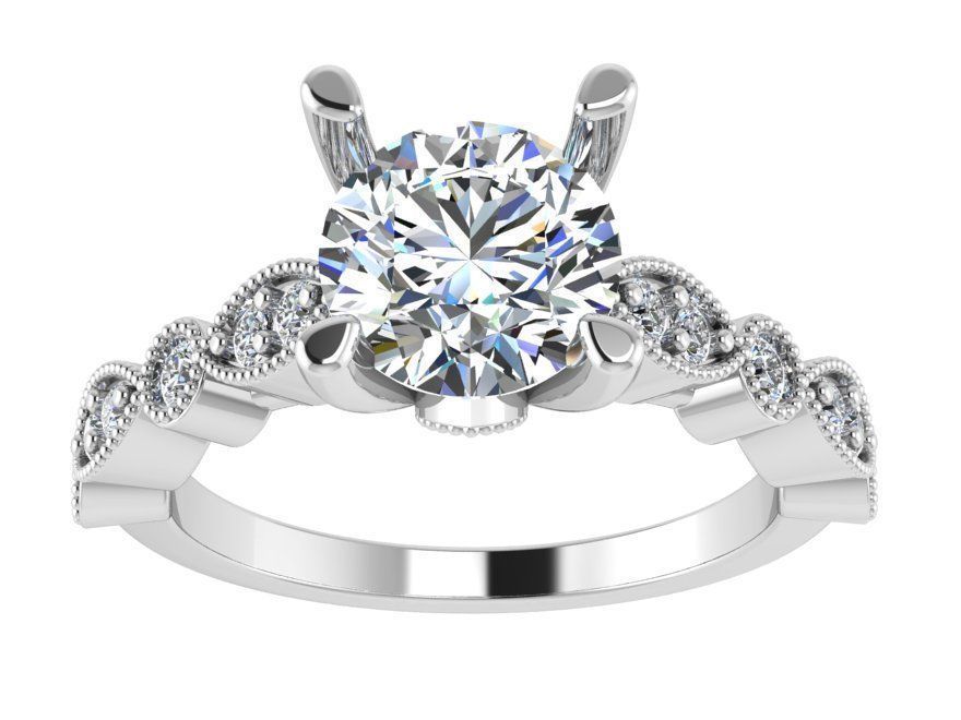 Round Diamond Ring 1650 3D print model_2