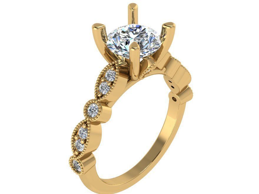 Round Diamond Ring 1650 3D print model_1