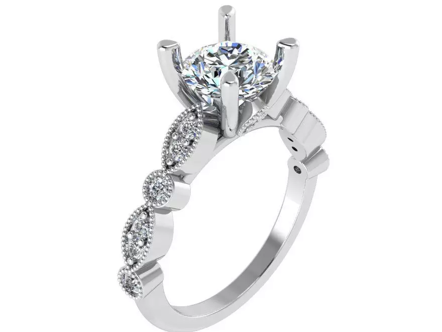 Round Diamond Ring 1650 3D print model_0